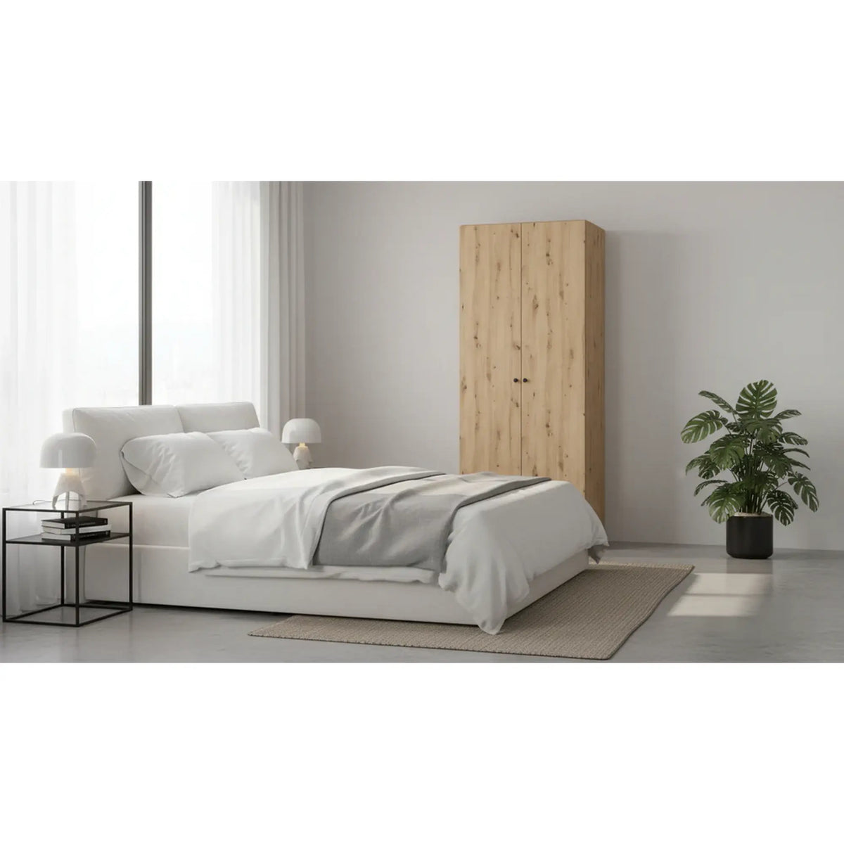 Dulap FLEX, stejar artisan, PAL, cu 2 usi, 100x66x240 cm