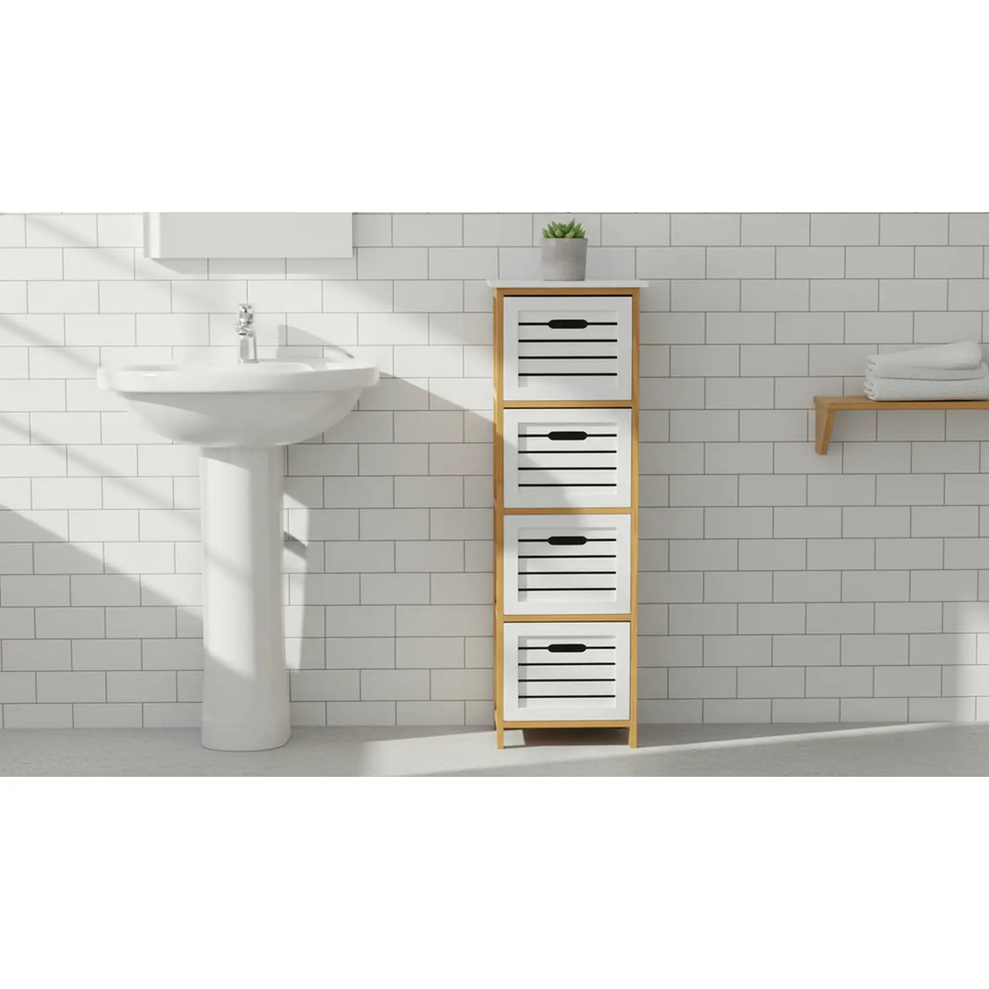 Comoda TALAS, alb/stejar natural, 32x30x109 cm