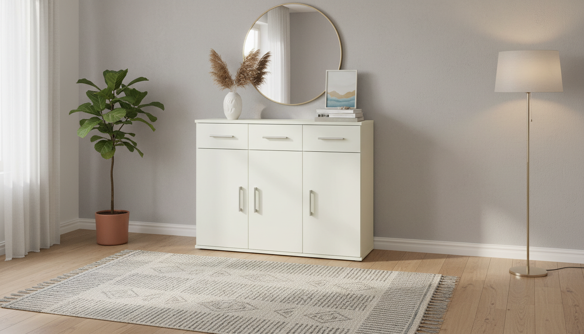 Comoda RESITA TYP 3, alb, DTD laminat, 105x35x80 cm