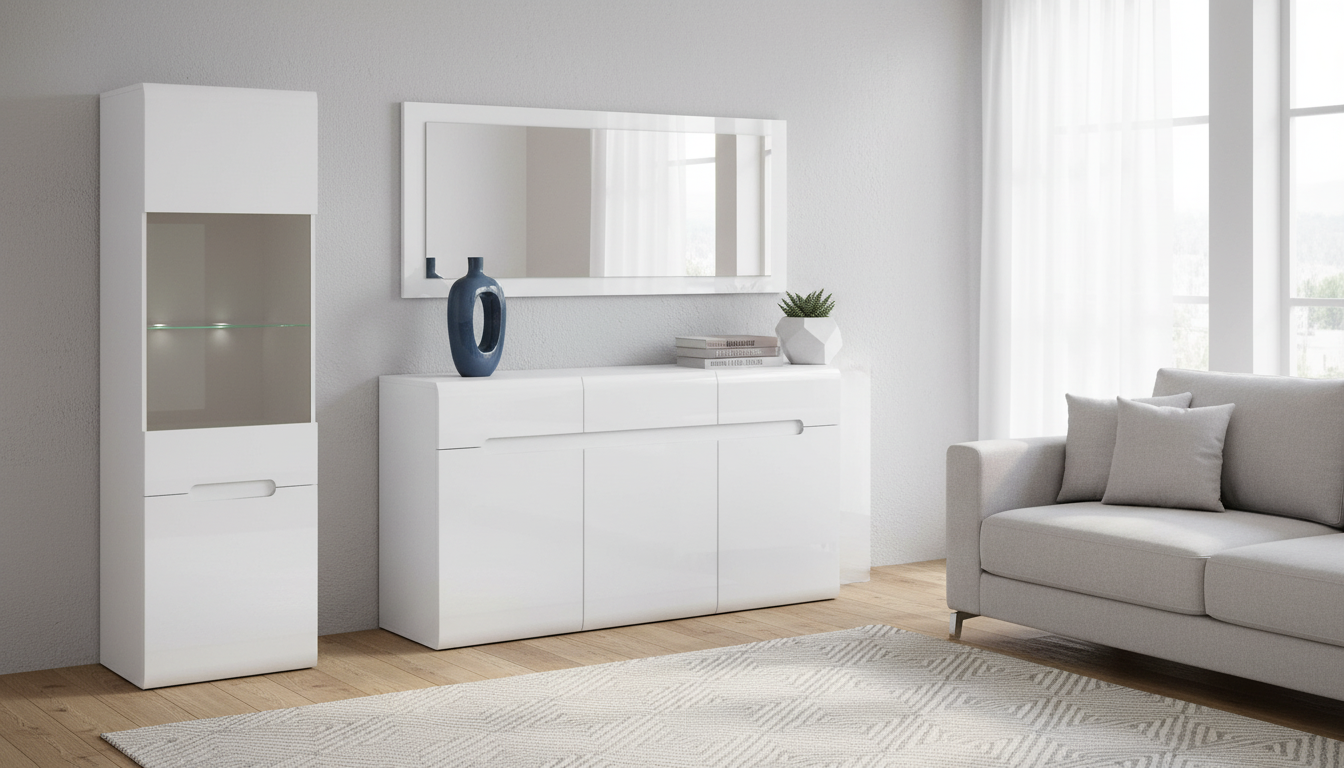 Mobilier living AZTECA TRIO, alb, PAL, 2 piese