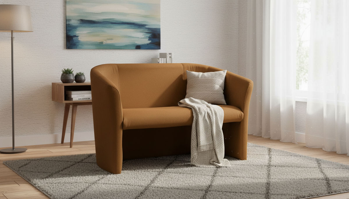 Canapea TM-2, maro, piele ecologica, 126x60x76 cm