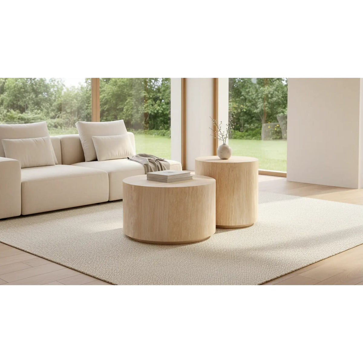 Masuta TRAVERTINO S, efect de piatra travertin, 45x45 cm