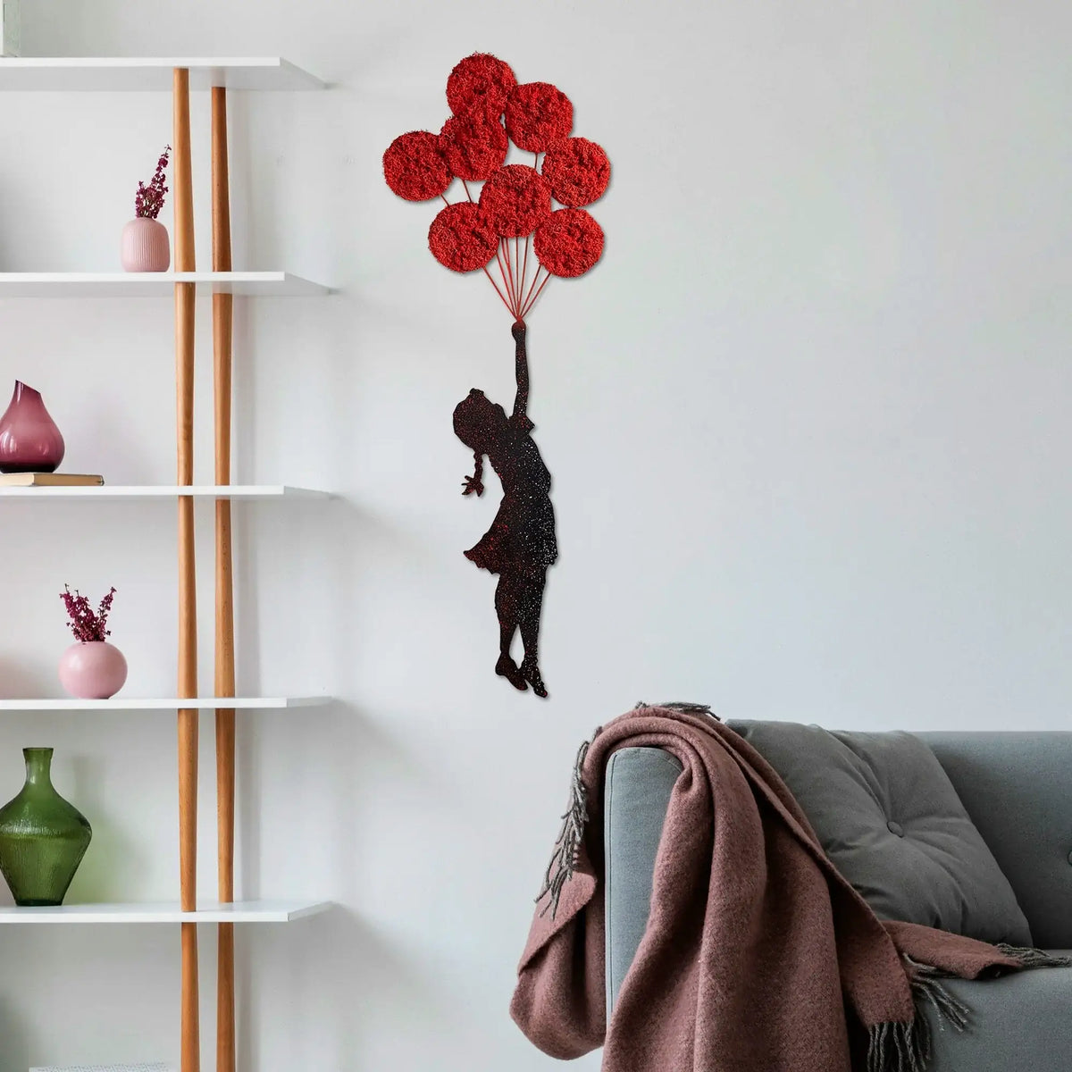 Accesoriu decorativ BANKSY - 11-1, roșu / negru, metal, 100x34 cm