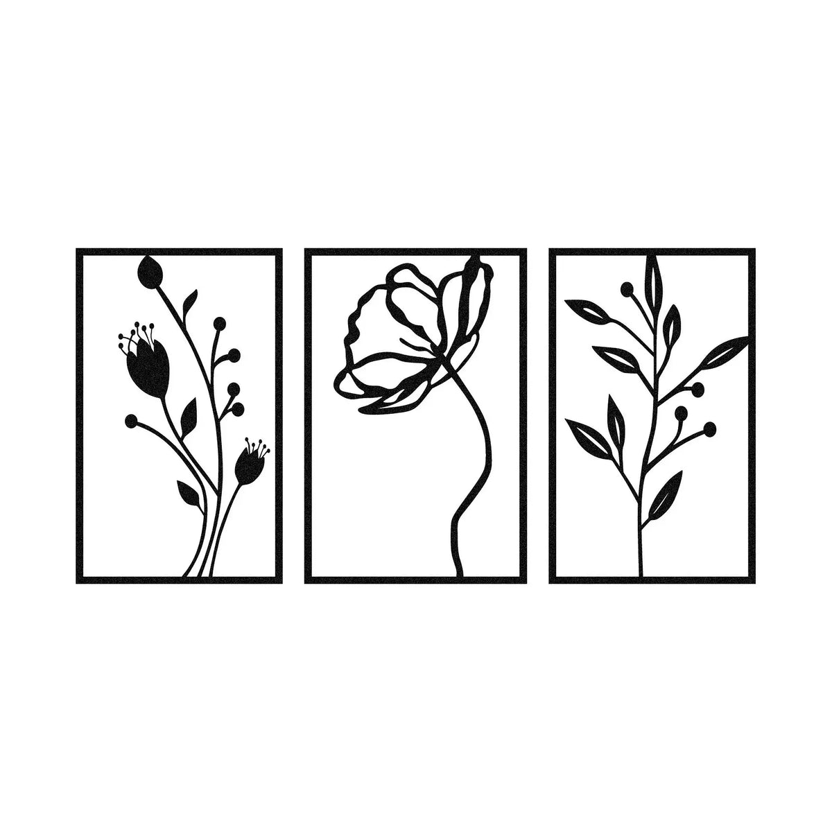 Accesoriu decorativ FLOWERS, negru, metal, 70x39 cm
