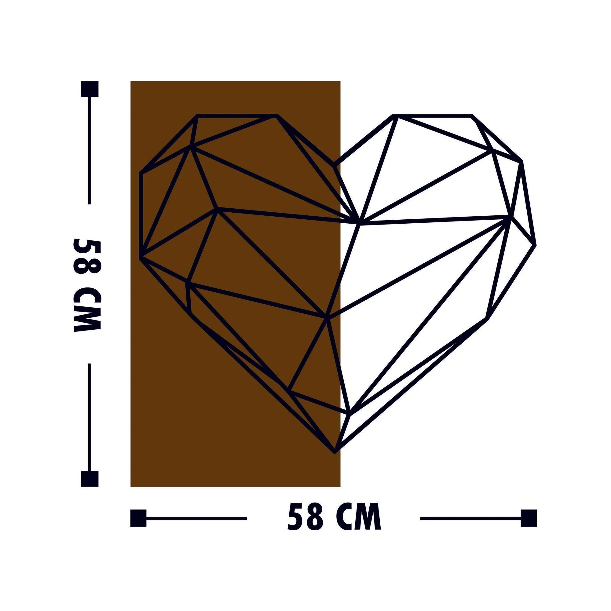 Accesoriu decorativ HEART, stejar/negru, lemn/metal, 58x58 cm