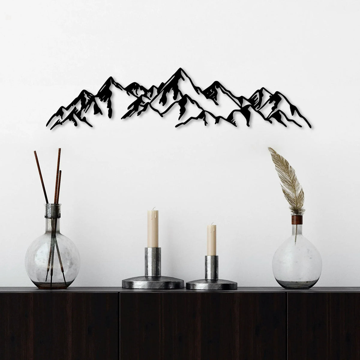 Accesoriu decorativ MOUNTAIN VIEW - 1, negru, metal, 62x14 cm