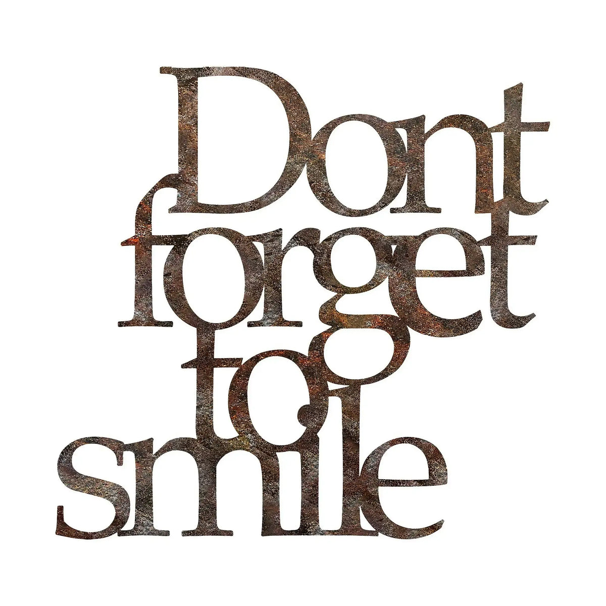 Accesoriu decorativ RUGINOUY DONT FORGET FOR SMILE, antichizat, metal, 67x70 cm