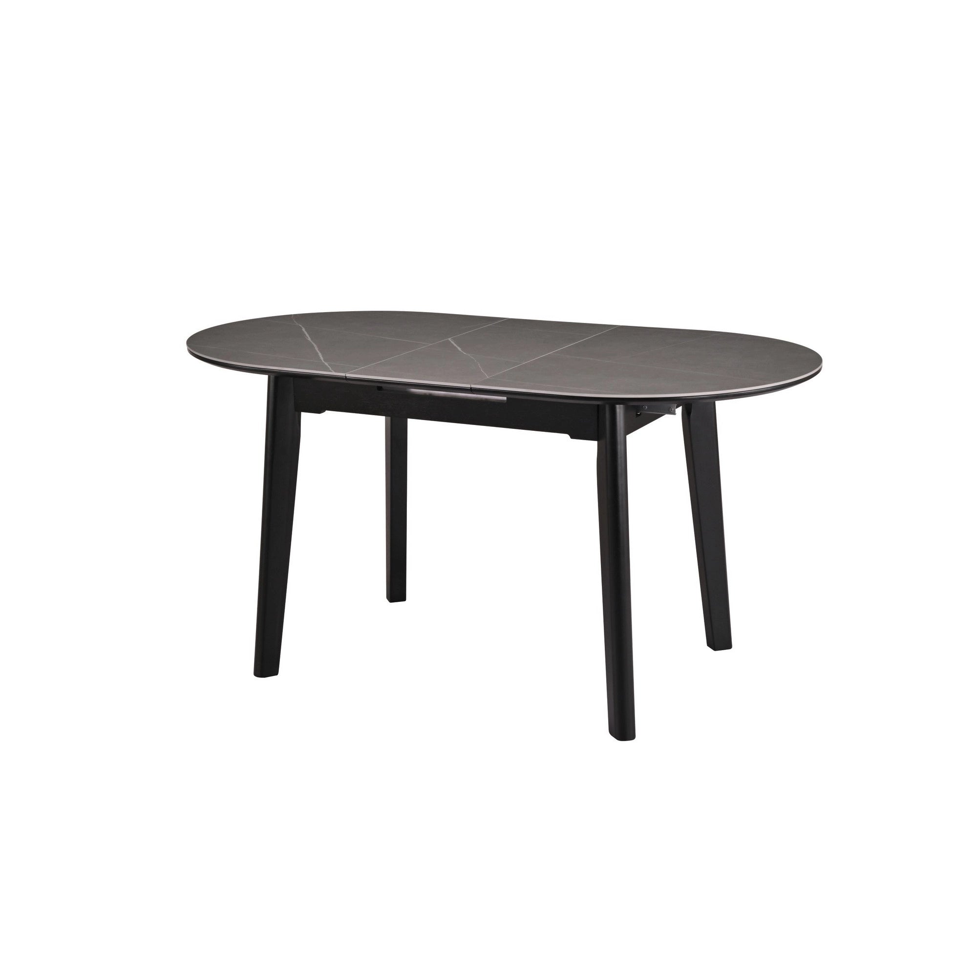 Masa extensibila ARES, gri cu efect de marmura/negru, ceramica/metal, 120/150x85x76 cm