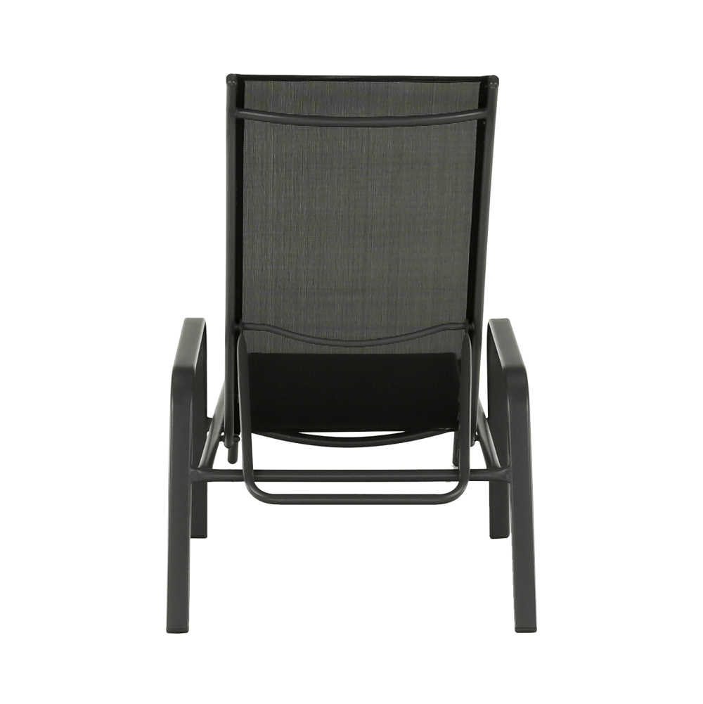 Sezlong gradina ATREO, negru/gri, material textil/metal, 64x161x48/100 cm