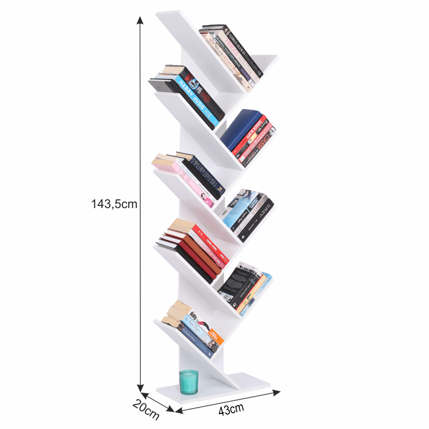 Biblioteca BAKI NEW TYP 1, alb, DTD laminat, 43x20x144 cm