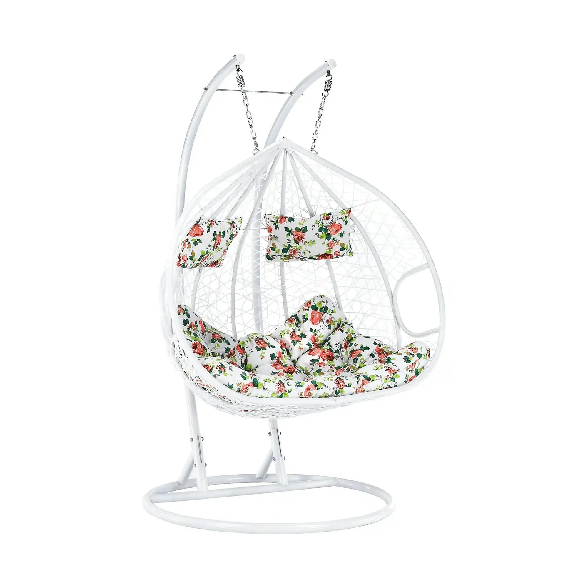 Balansoar gradina DALVEA 2 NEW, alb, rattan sintetic/metal, 133x117x195 cm