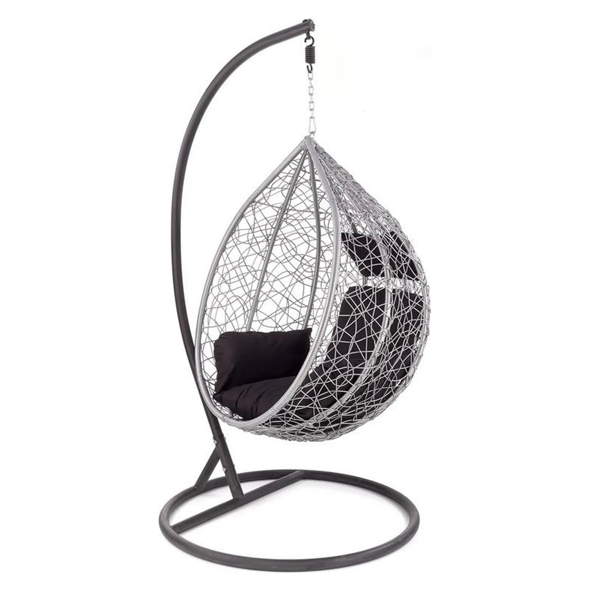 Balansoar gradina EGGY, gri/negru, rattan sintetic/stofa, 106x106x195 cm