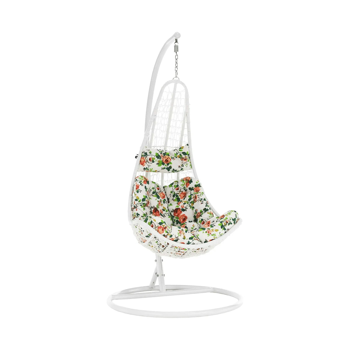 Balansoar gradina KALEA 2 NEW, alb/multicolor, metal/stofa clasica, 105x105x195 cm