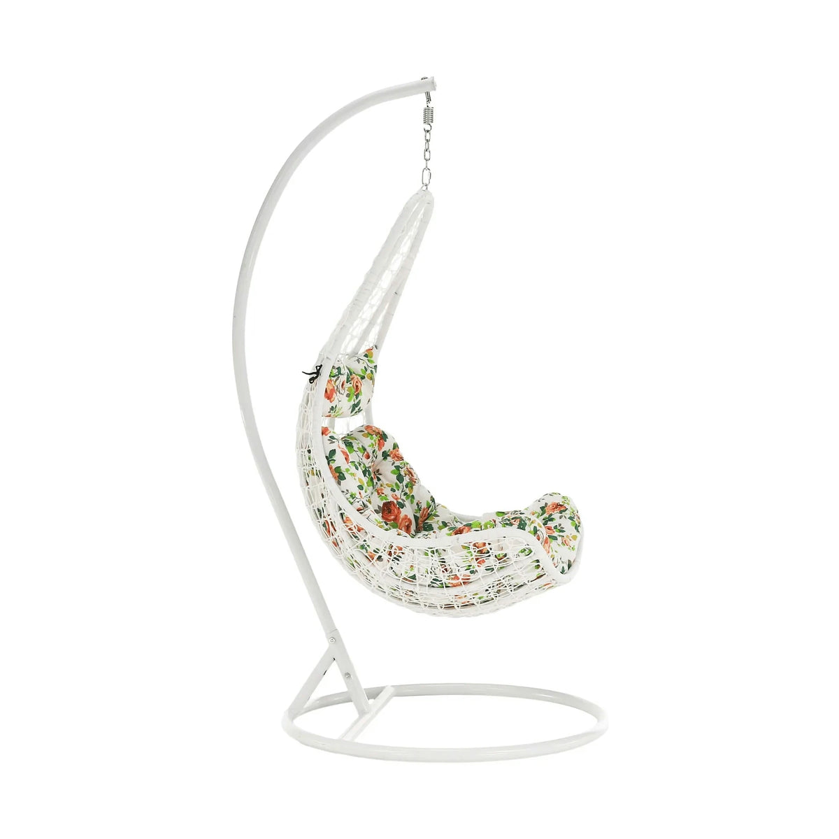 Balansoar gradina KALEA 2 NEW, alb/multicolor, metal/stofa clasica, 105x105x195 cm