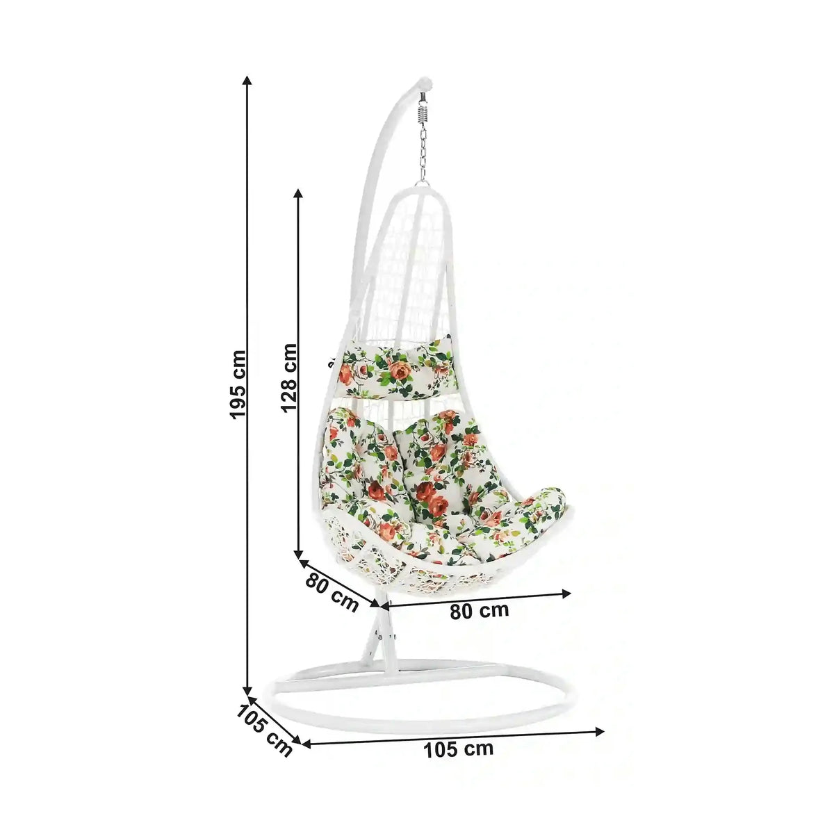 Balansoar gradina KALEA 2 NEW, alb/multicolor, metal/stofa clasica, 105x105x195 cm