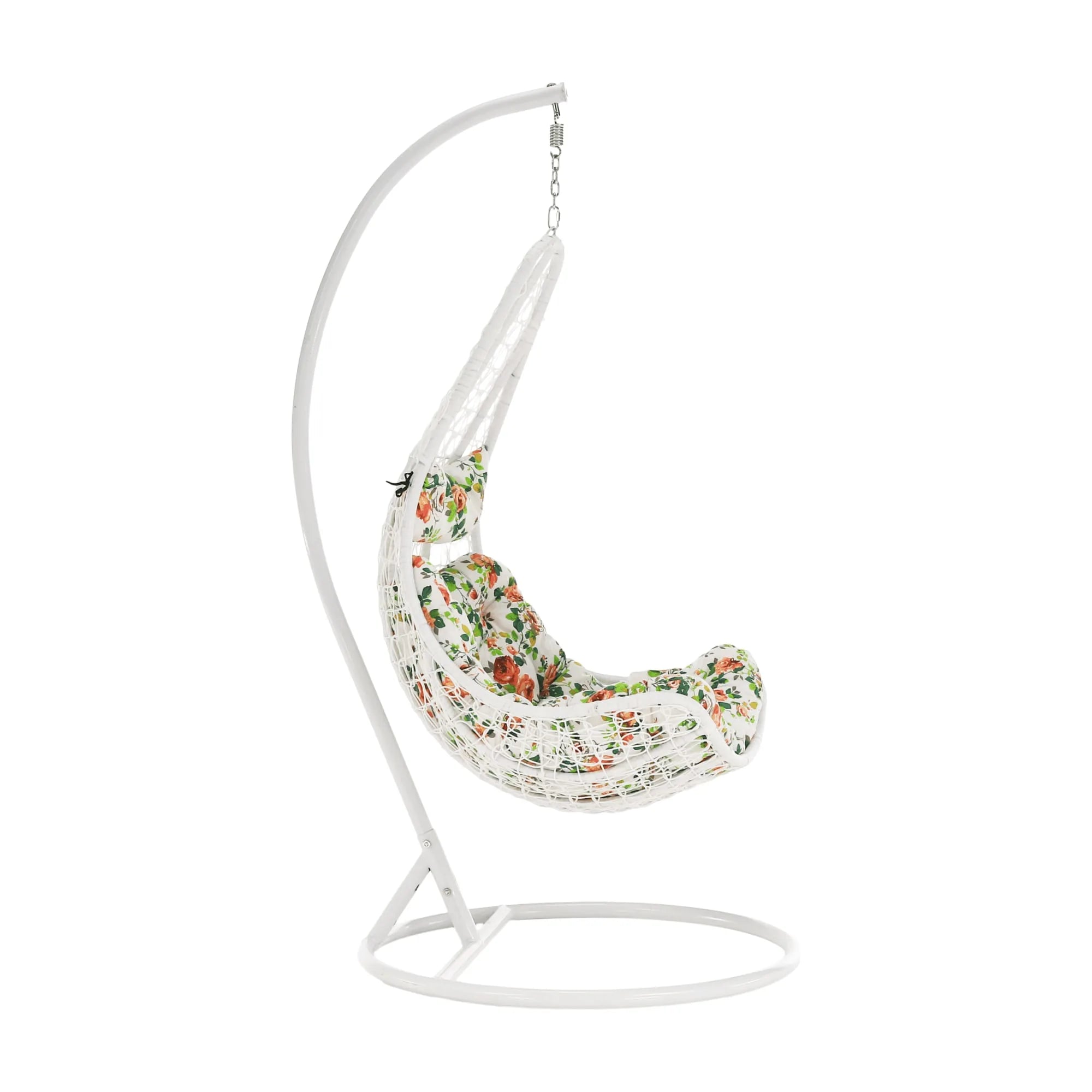 Balansoar gradina KALEA 2 NEW, alb/multicolor, metal/stofa clasica, 105x105x195 cm