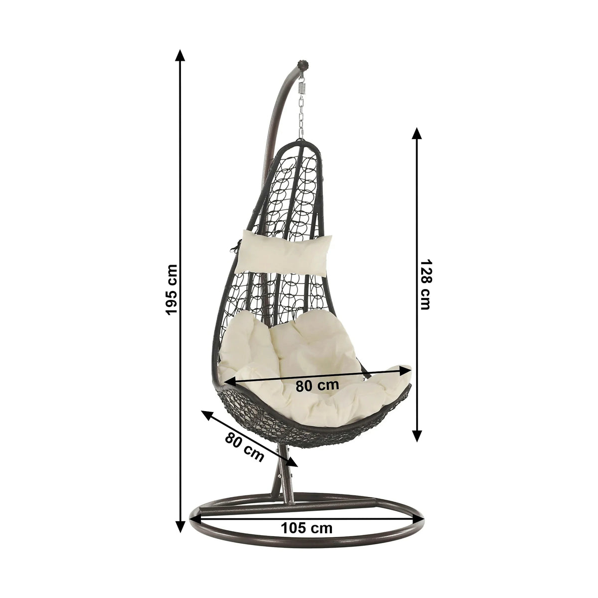 Balansoar gradina KALEA 2 NEW, maro/crem, metal/stofa clasica, 105x105x195 cm