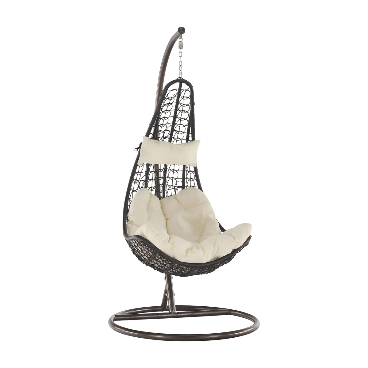 Balansoar gradina KALEA 2 NEW, maro/crem, metal/stofa clasica, 105x105x195 cm