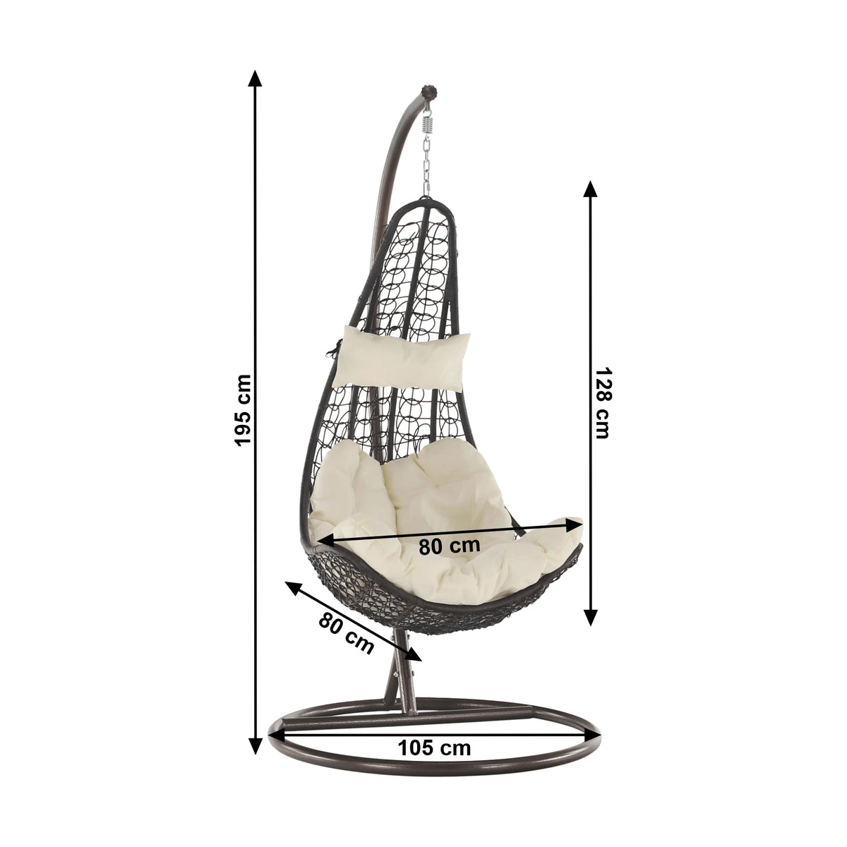 Balansoar gradina KALEA 2 NEW, maro/crem, metal/stofa clasica, 105x105x195 cm