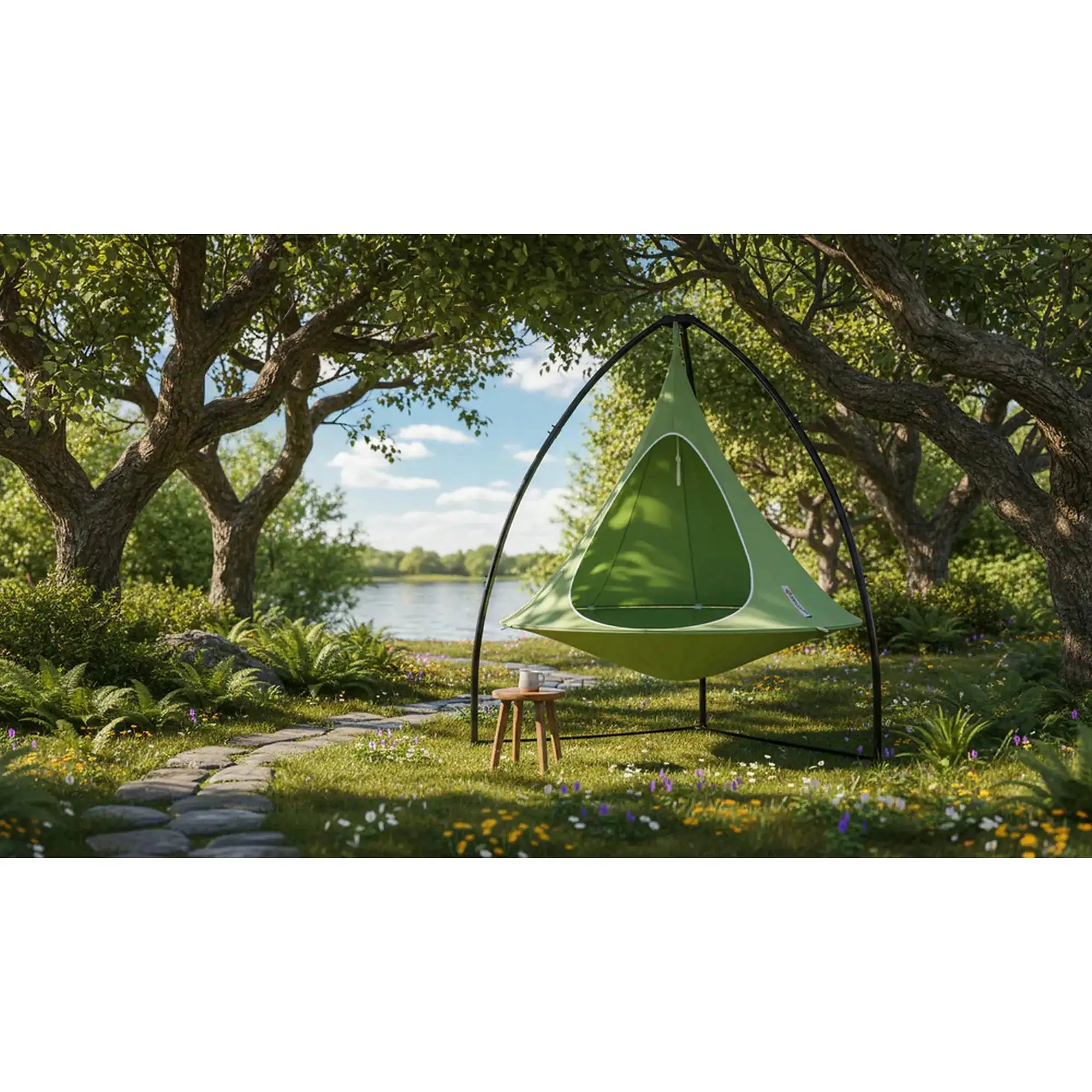 Balansoar gradina KLORIN NEW KLASIK, verde/negru, poliester/otel