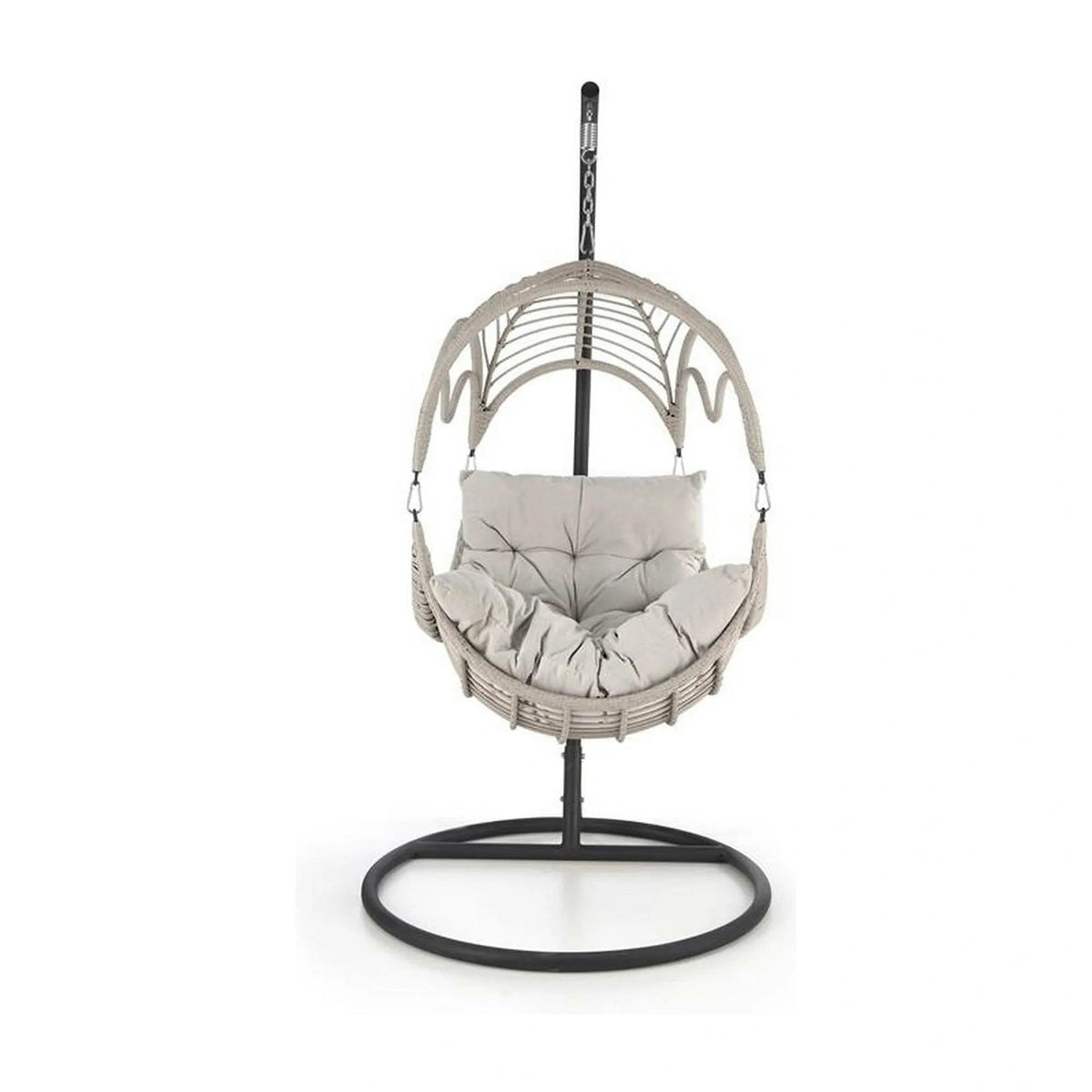 Balansoar gradina RASMUS, negru/bej, ratan sintetic, 85x60x202 cm