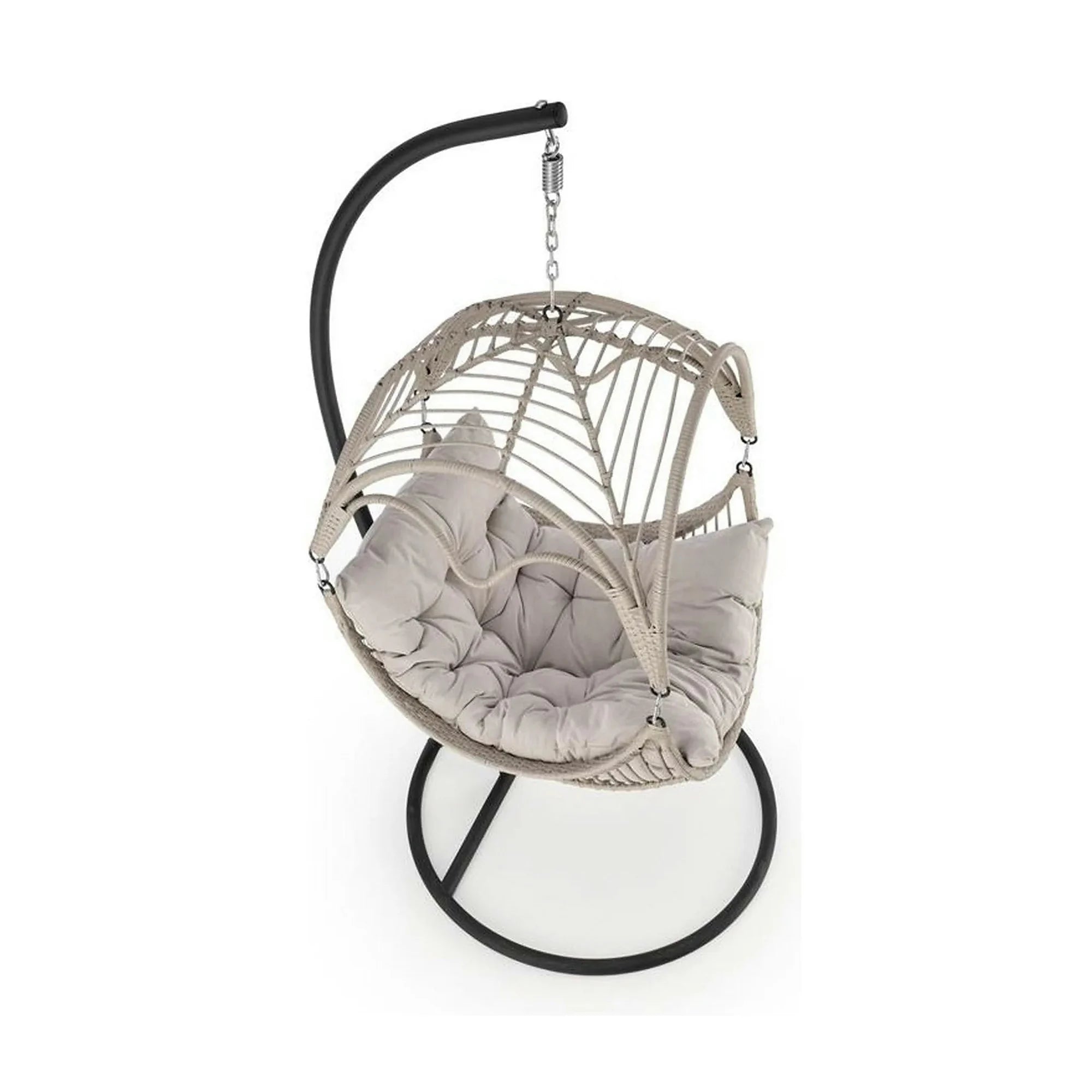 Balansoar gradina RASMUS, negru/bej, ratan sintetic, 85x60x202 cm