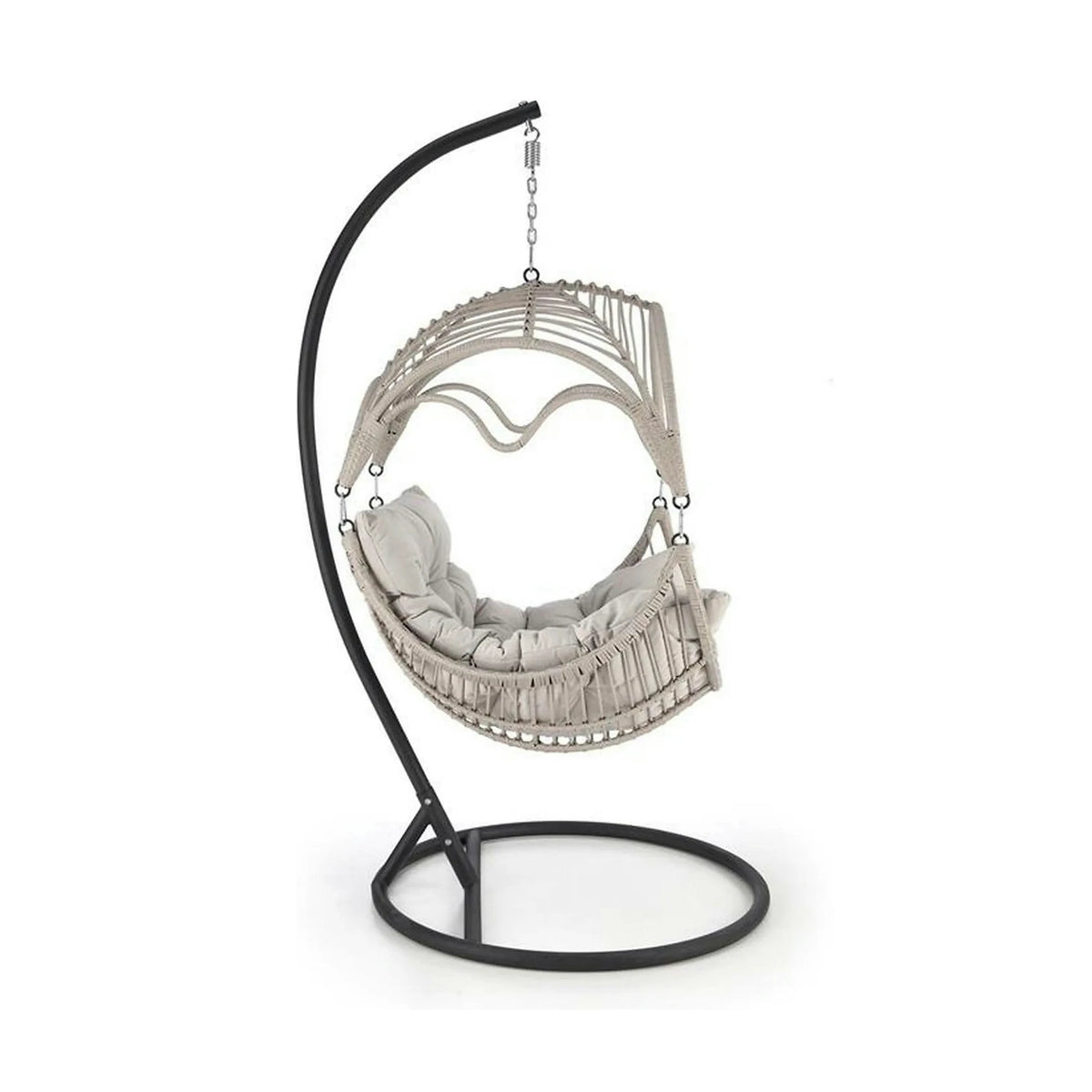 Balansoar gradina RASMUS, negru/bej, ratan sintetic, 85x60x202 cm