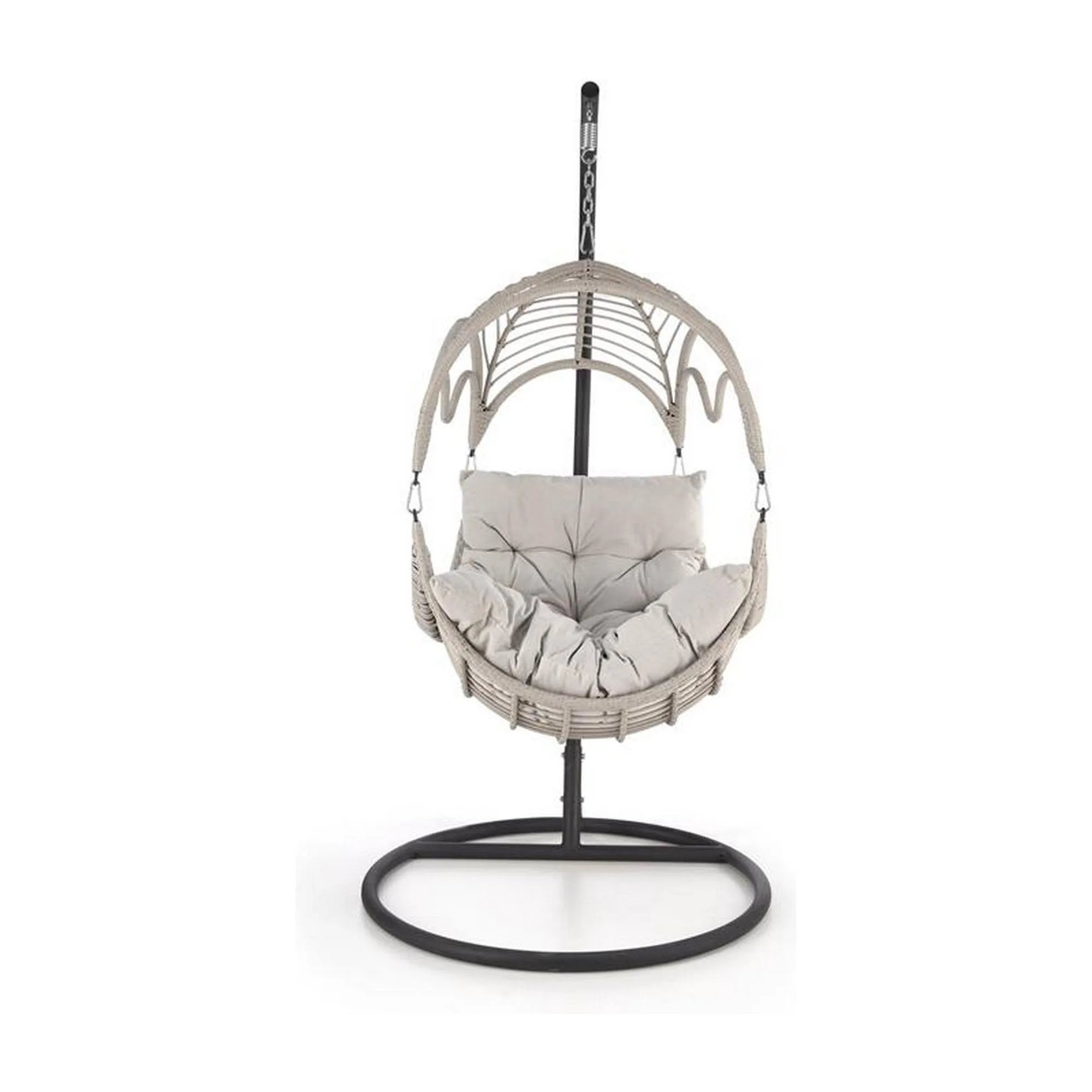 Balansoar gradina RASMUS, negru/bej, ratan sintetic, 85x60x202 cm