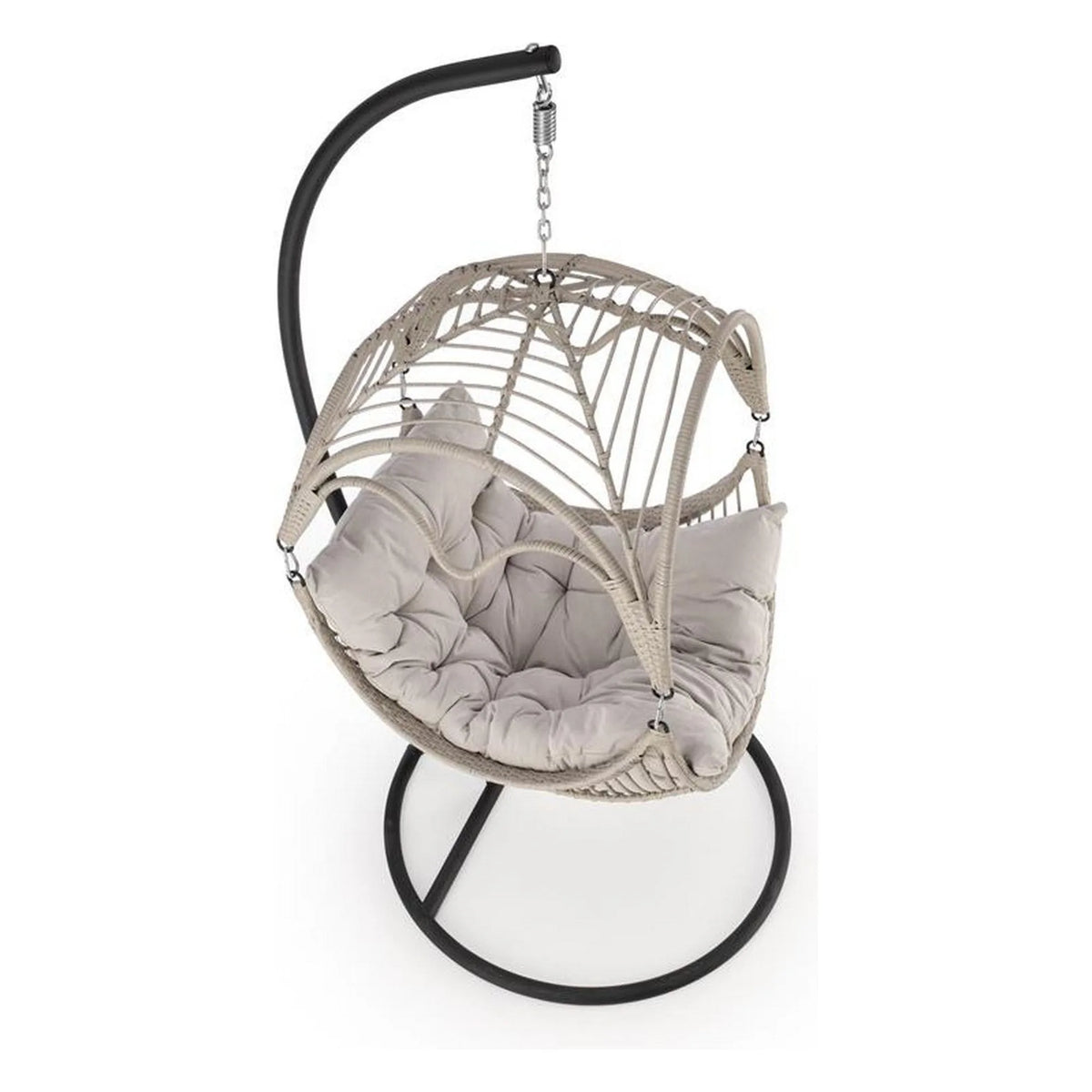 Balansoar gradina RASMUS, negru/bej, ratan sintetic, 85x60x202 cm