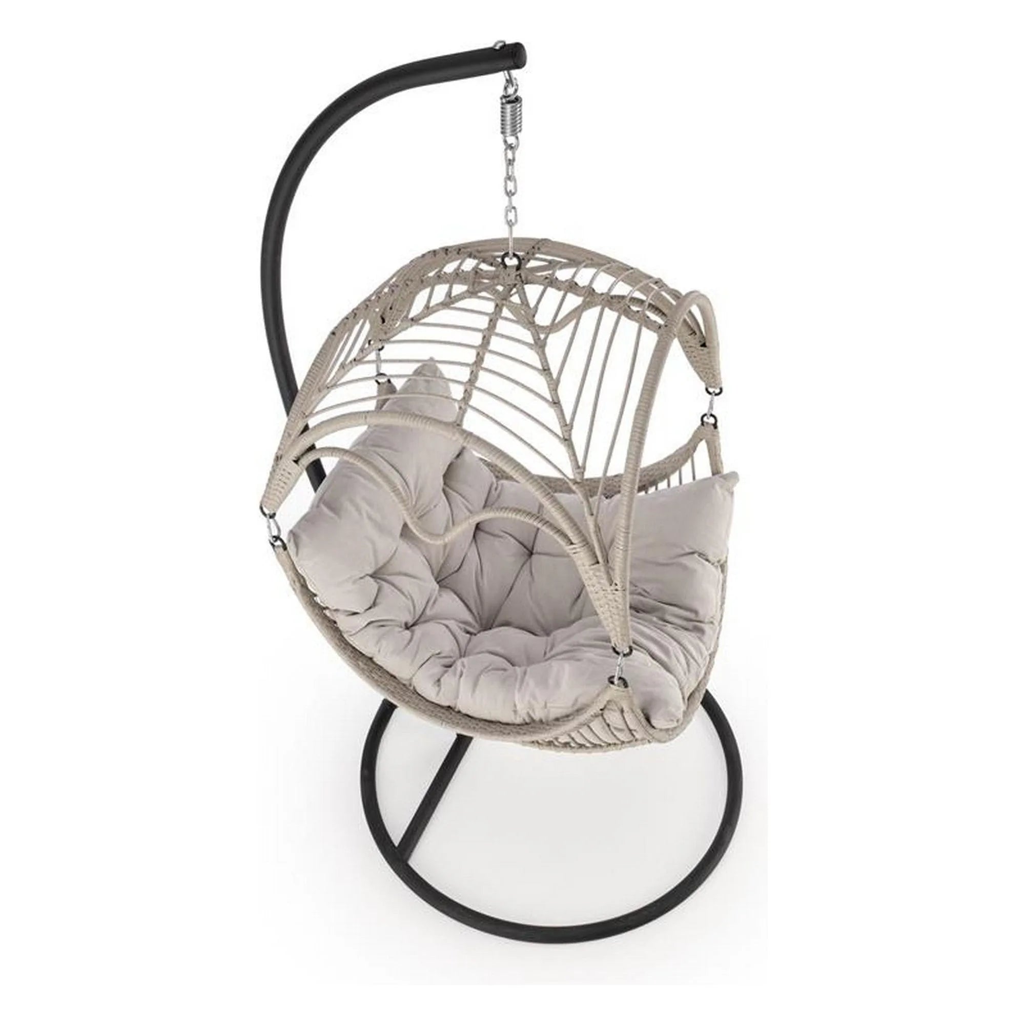 Balansoar gradina RASMUS, negru/bej, ratan sintetic, 85x60x202 cm