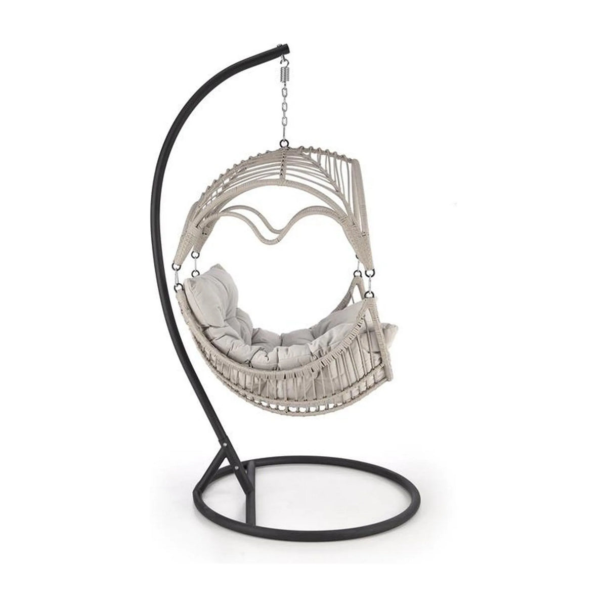 Balansoar gradina RASMUS, negru/bej, ratan sintetic, 85x60x202 cm