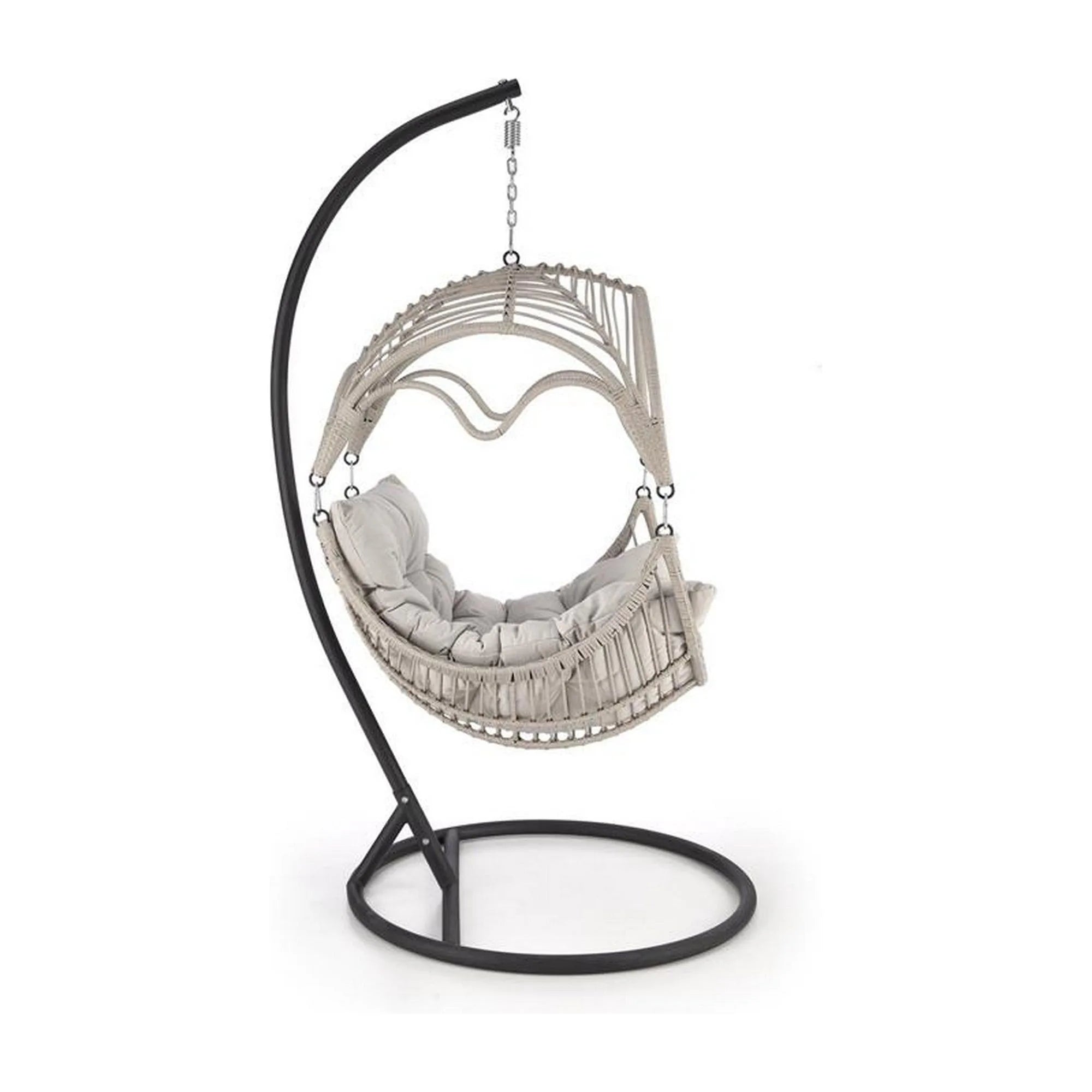 Balansoar gradina RASMUS, negru/bej, ratan sintetic, 85x60x202 cm