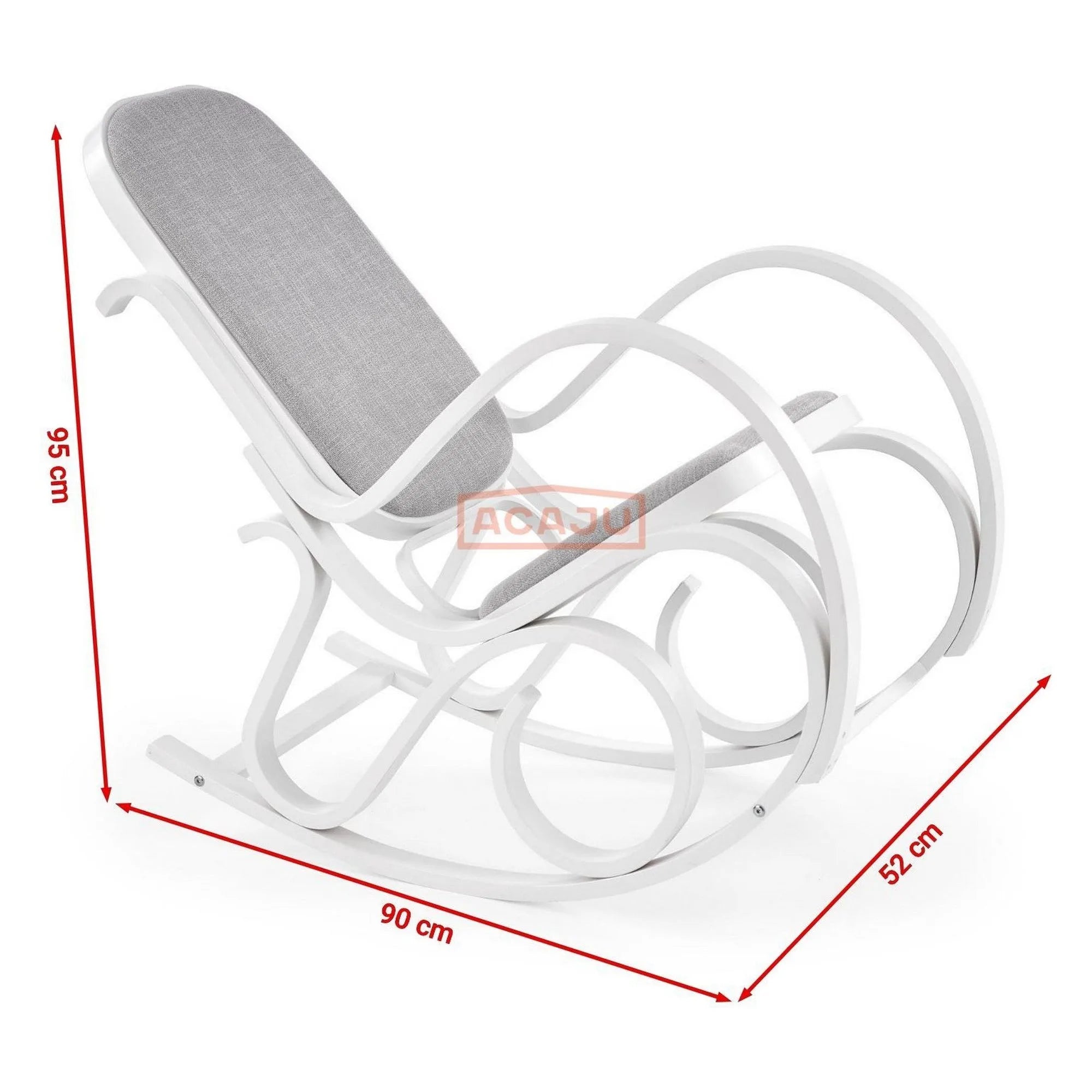 Balansoar MAX BIS PLUS, lemn curbat/stofa clasica gri/alb, 52x90x95 cm