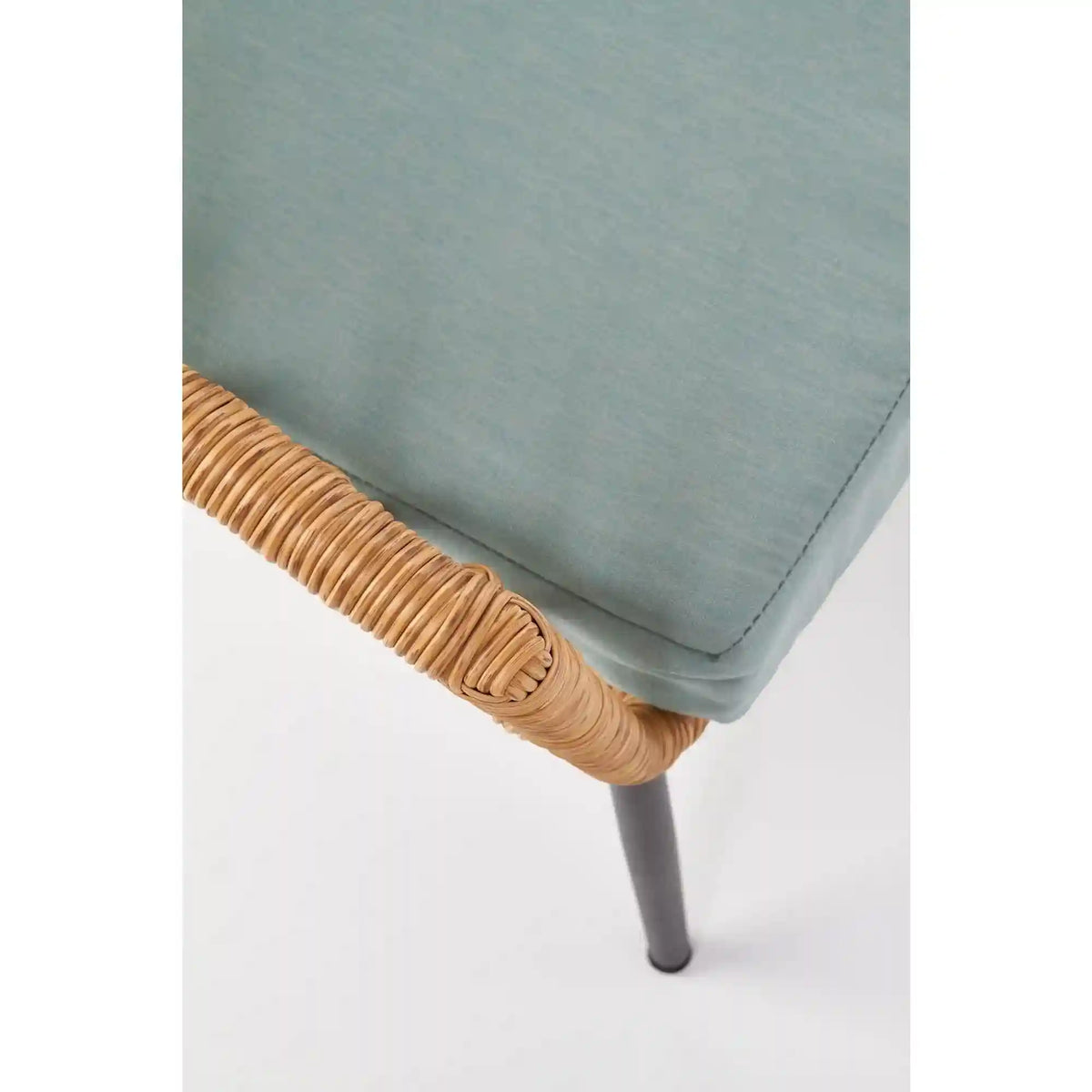 Banca GARDENA 2S, stejar/negru, rattan sintetic/otel, 140x68x71 cm