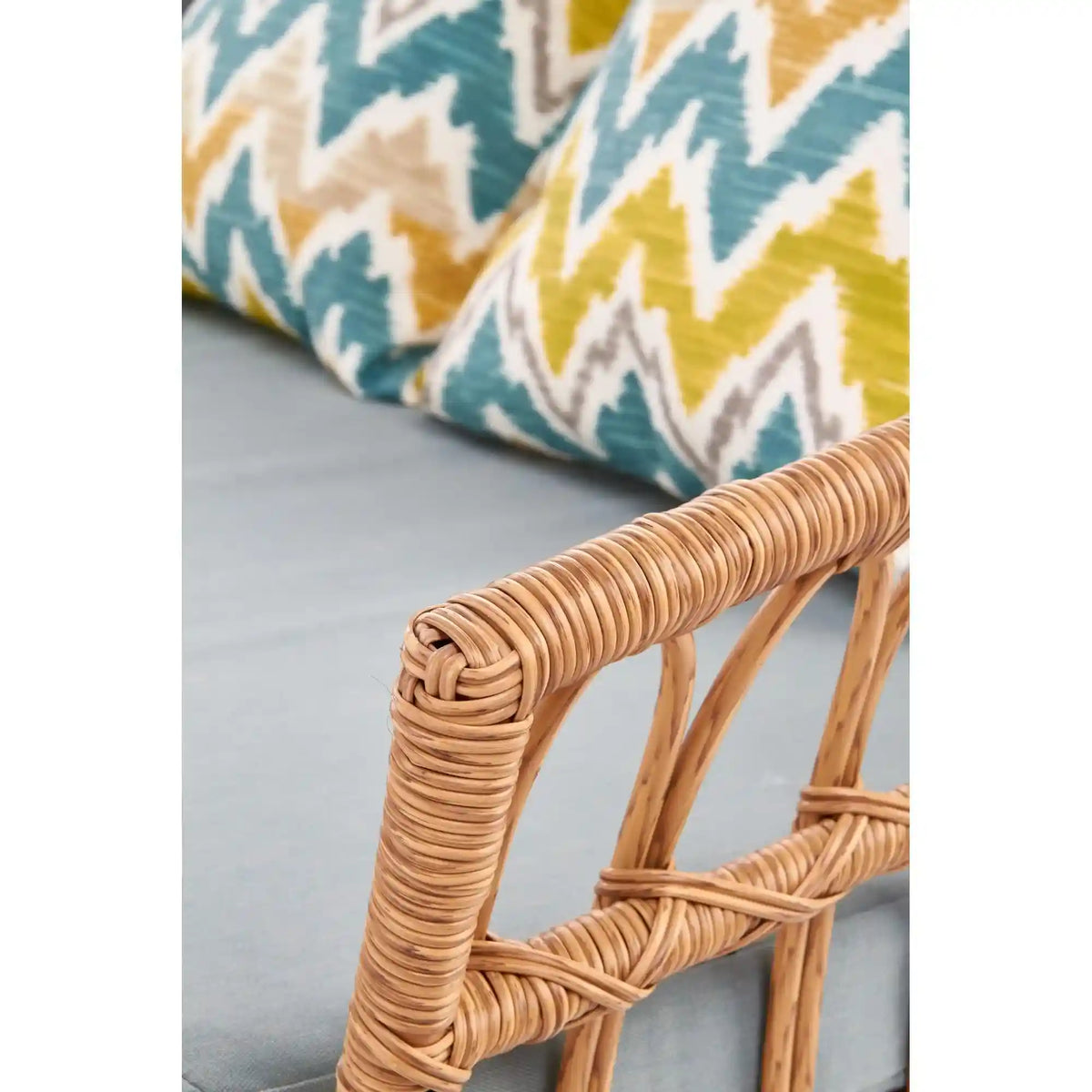 Banca GARDENA 2S, stejar/negru, rattan sintetic/otel, 140x68x71 cm