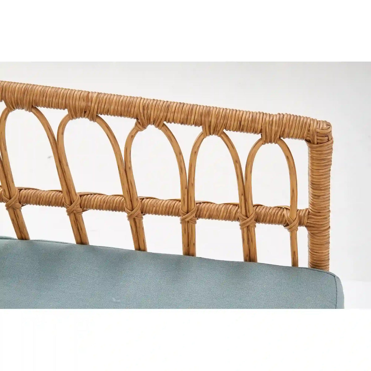 Banca GARDENA 2S, stejar/negru, rattan sintetic/otel, 140x68x71 cm
