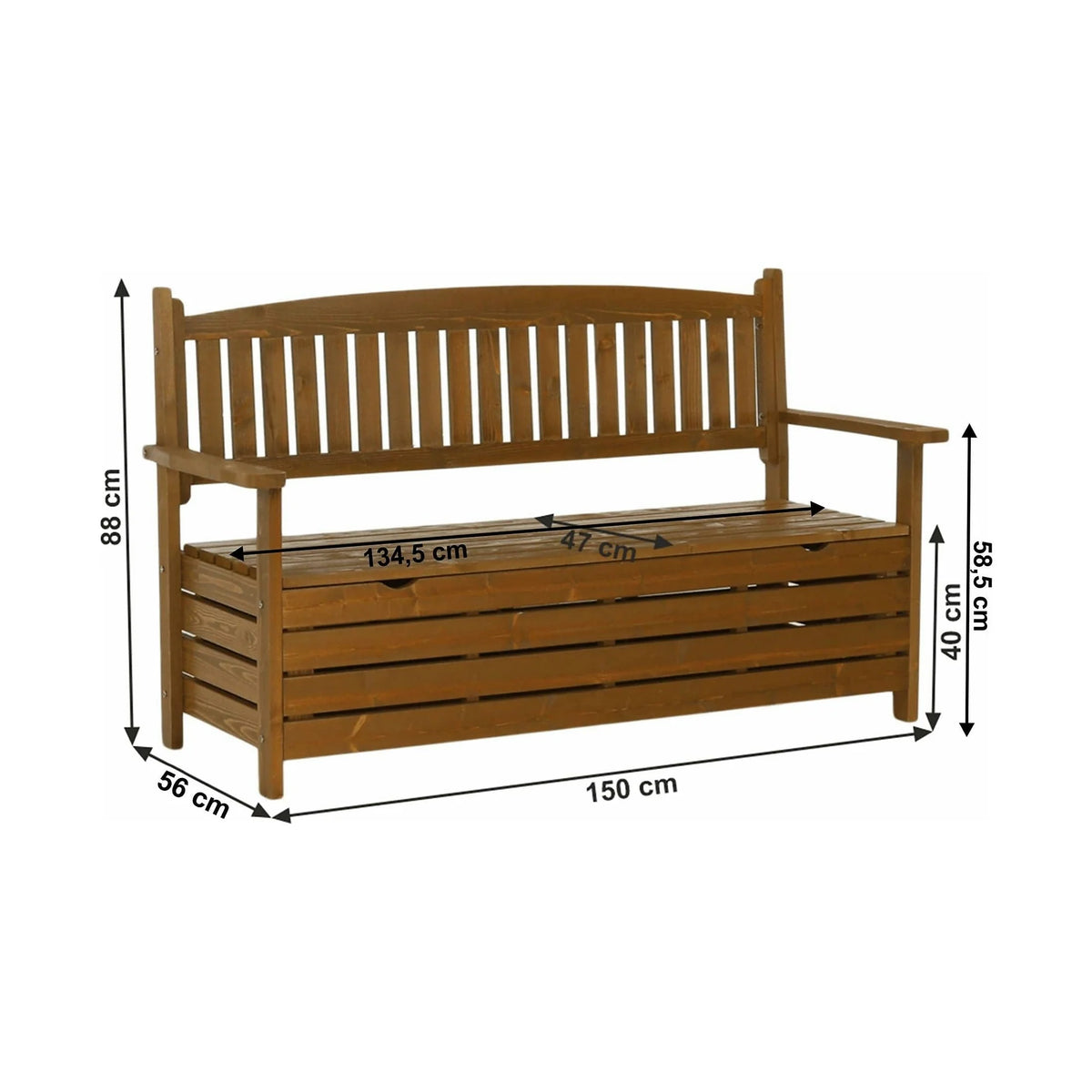 Banca gradina AMULA, stejar inchis, lemn, 150x58x88 cm