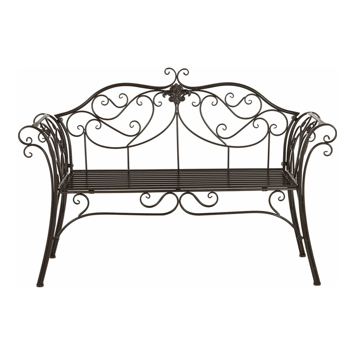 Banca gradina ETELIA, maro, metal, 131x49x89 cm