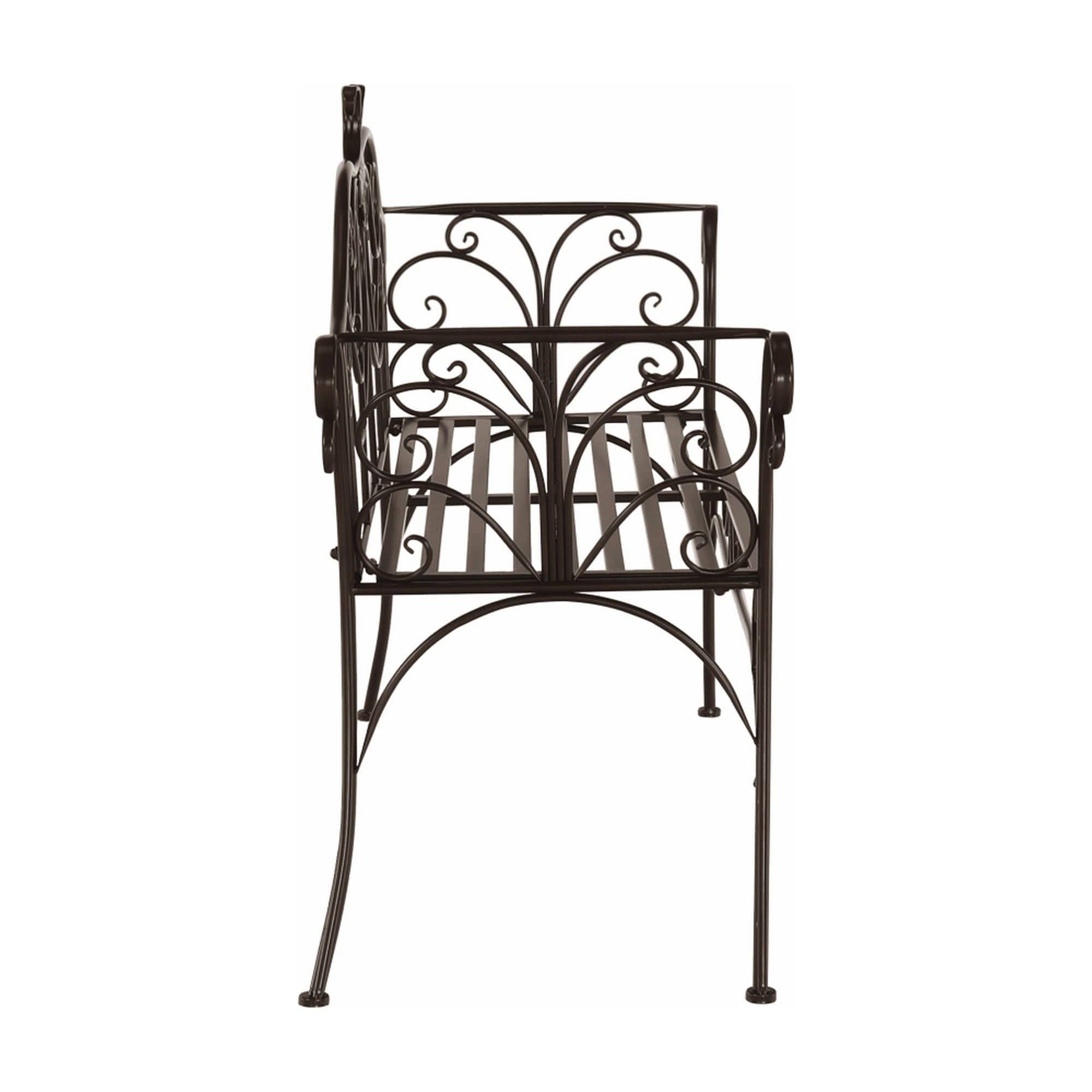 Banca gradina ETELIA, maro, metal, 131x49x89 cm