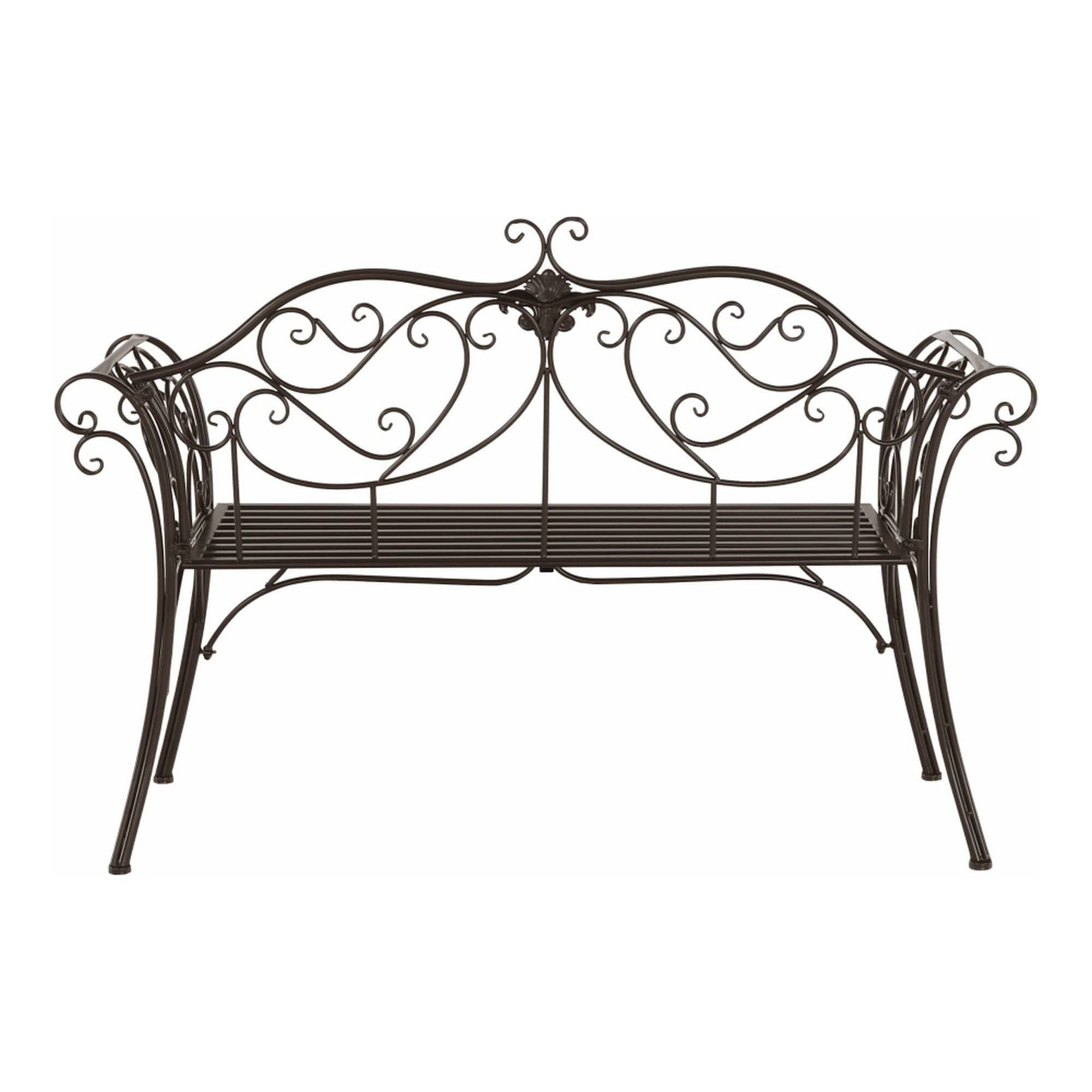 Banca gradina ETELIA, maro, metal, 131x49x89 cm