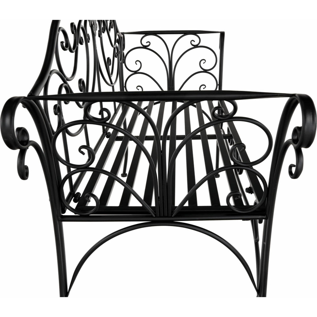 Banca gradina ETELIA, negru, metal, 131x49x89 cm