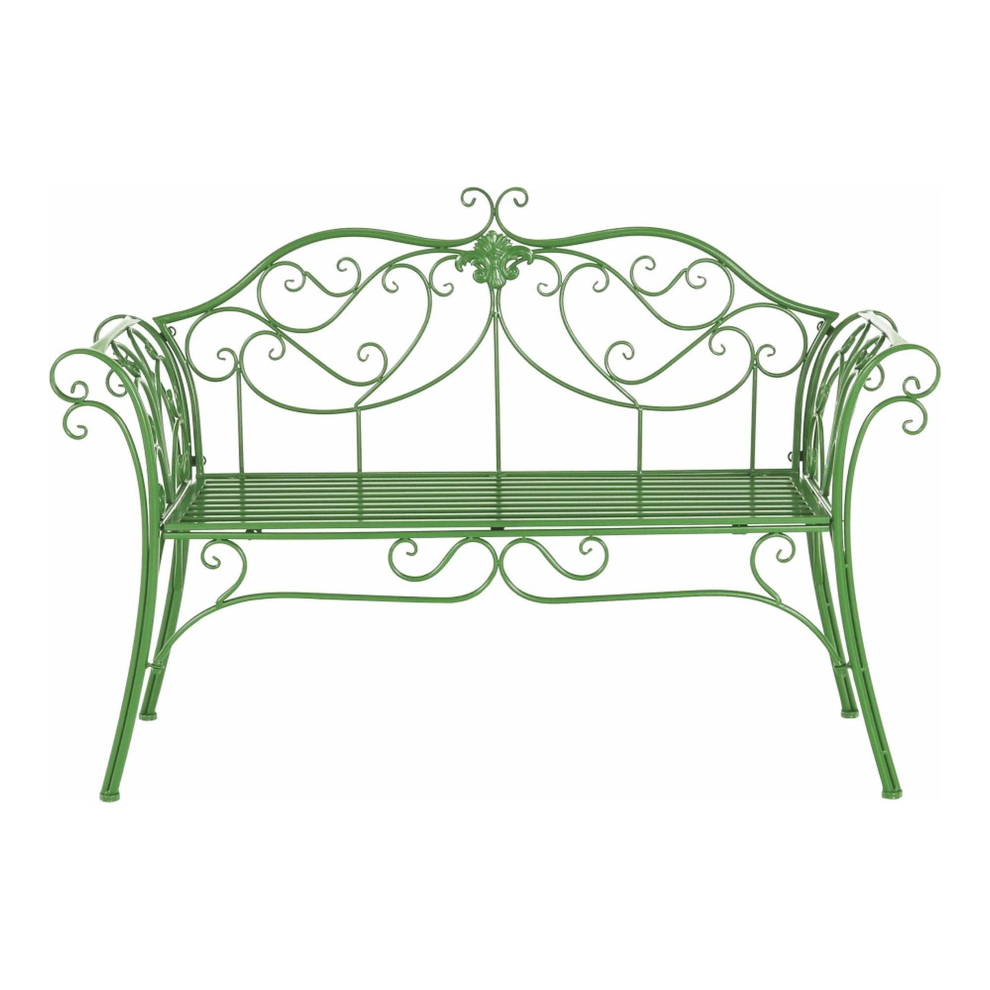 Banca gradina ETELIA, verde, metal, 131x49x89 cm