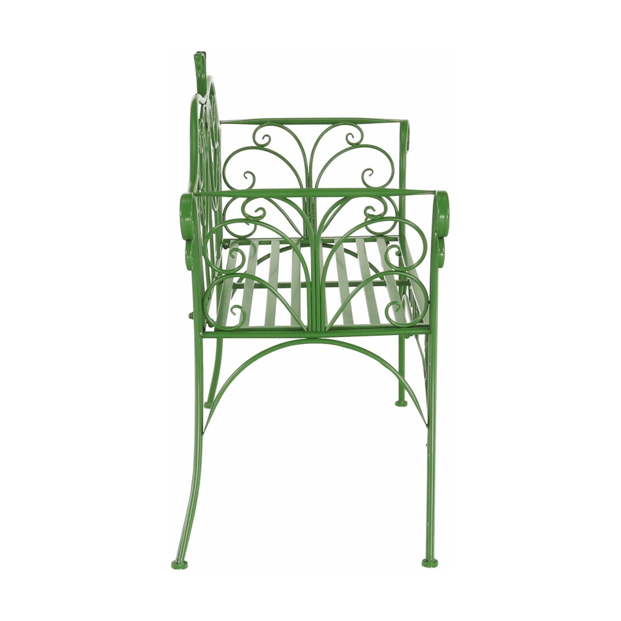 Banca gradina ETELIA, verde, metal, 131x49x89 cm