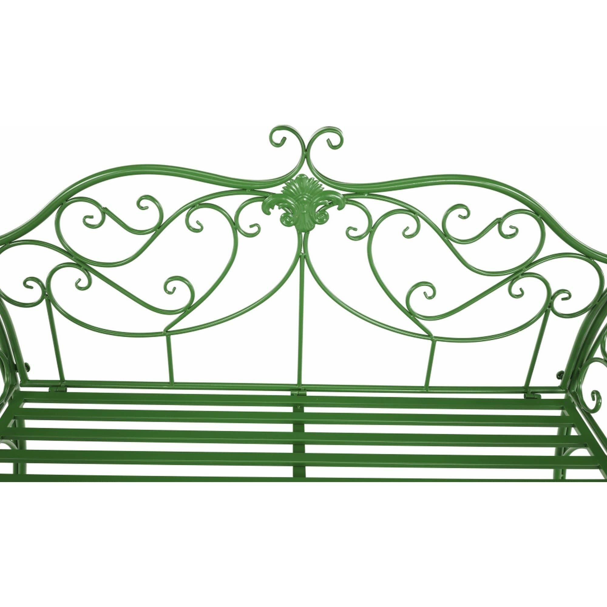 Banca gradina ETELIA, verde, metal, 131x49x89 cm