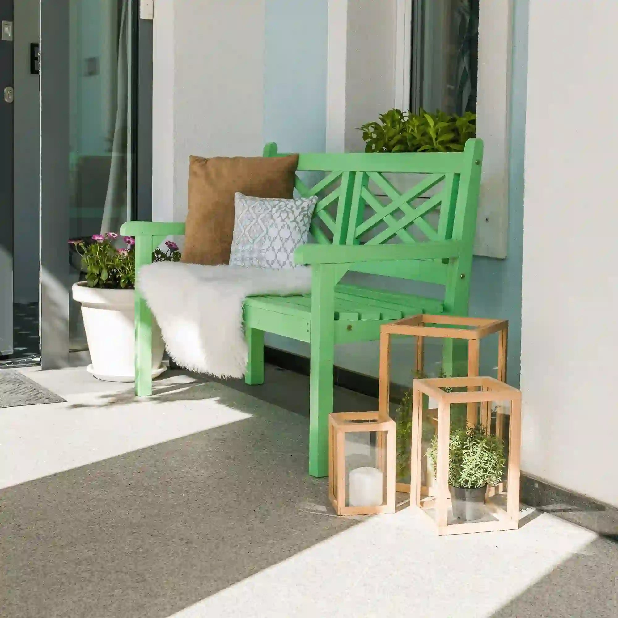 Bancă gradina FABLA, verde mentă, lemn, 124x58x88 cm