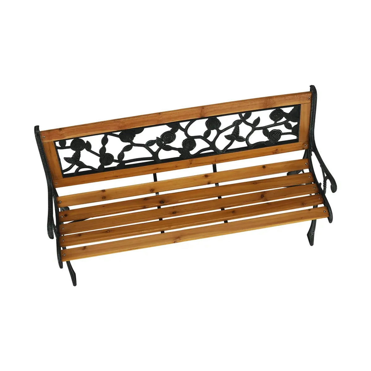 Banca gradina FAIZA, negru/nuc, metal/lemn, 126x52x73 cm