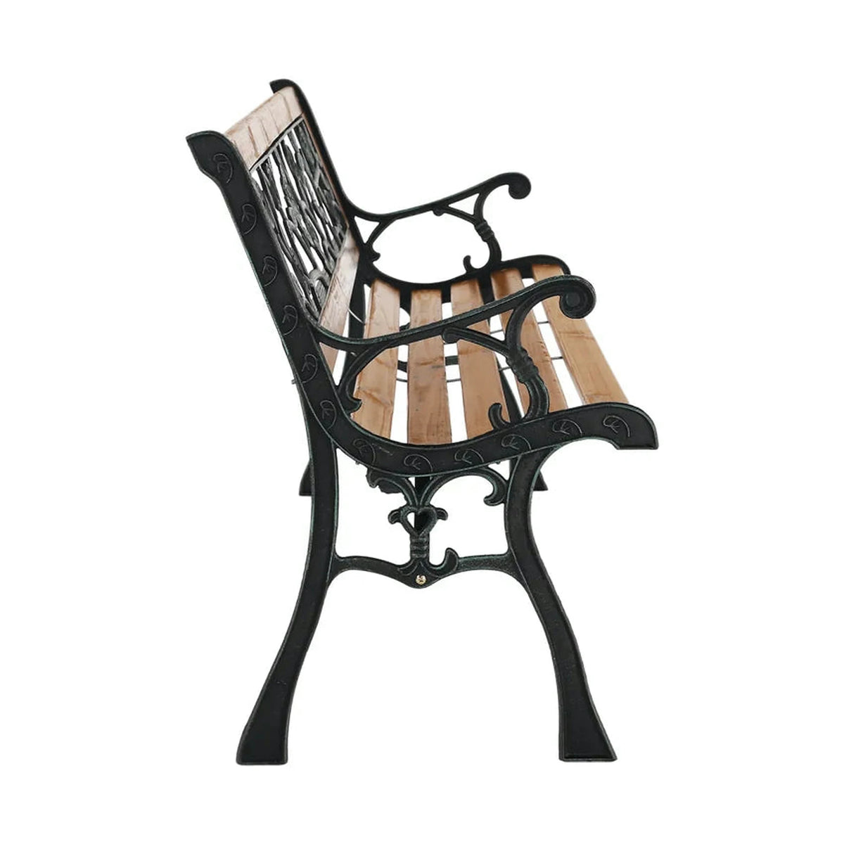 Banca gradina FAIZA, negru/nuc, metal/lemn, 126x52x73 cm