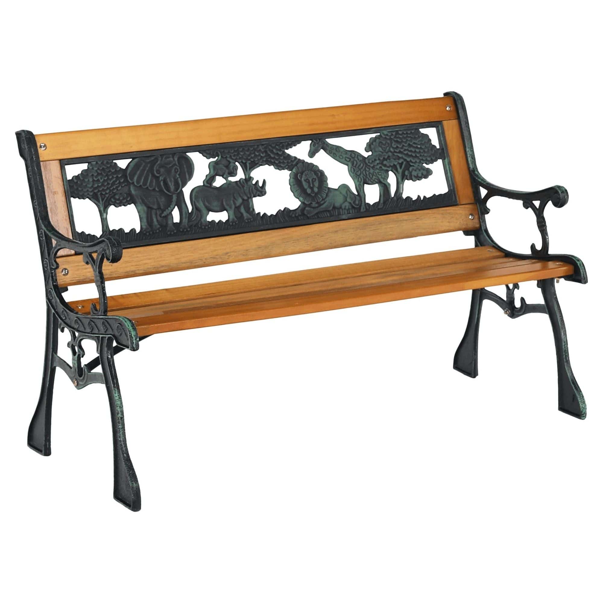 Banca gradina NADAZA, negru/stejar, lemn/metal, 82x40x48 cm