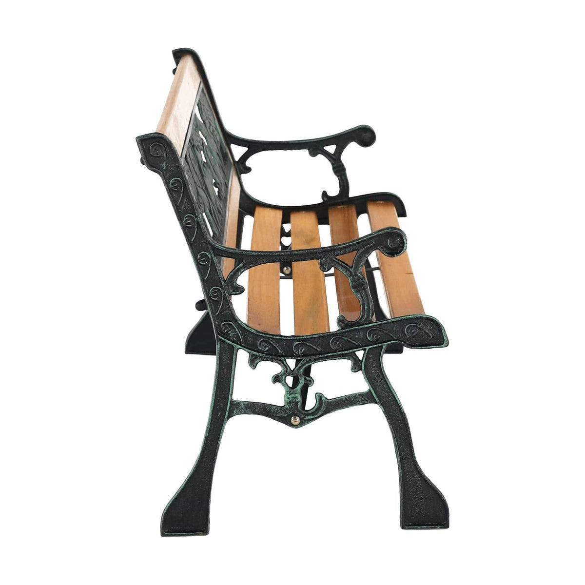 Banca gradina NADAZA, negru/stejar, lemn/metal, 82x40x48 cm