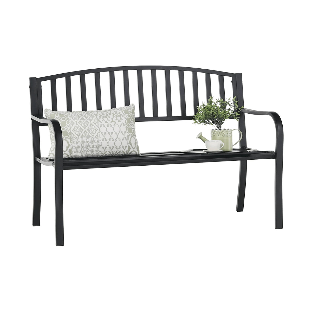 Banca gradina VENDA, negru, metal, 127x60x85 cm